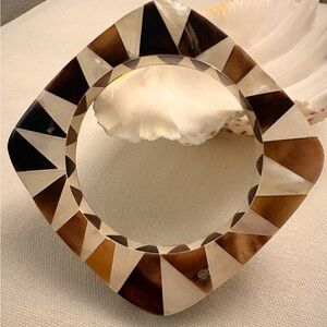 Geometric Inlay Shell Bangle Bracelet